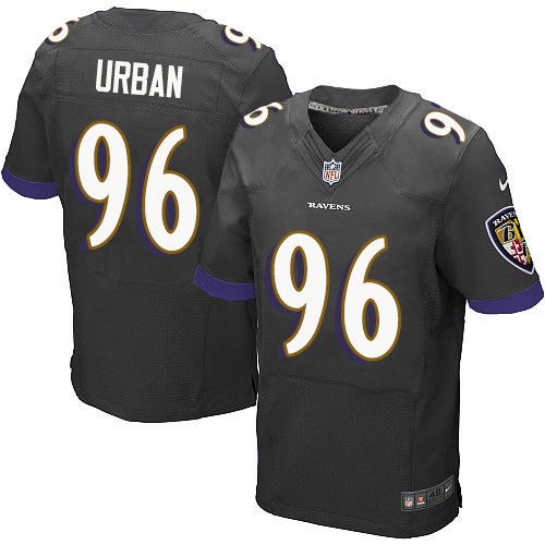 Men's Elite Brent Urban Nike Jersey Black Alternate - #96 NFL Baltimore Ravens